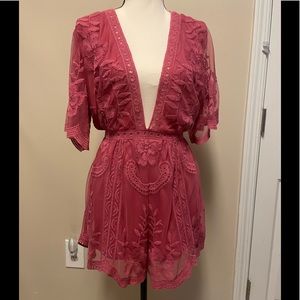 COPY - NWT Lined Lace Short Romper
